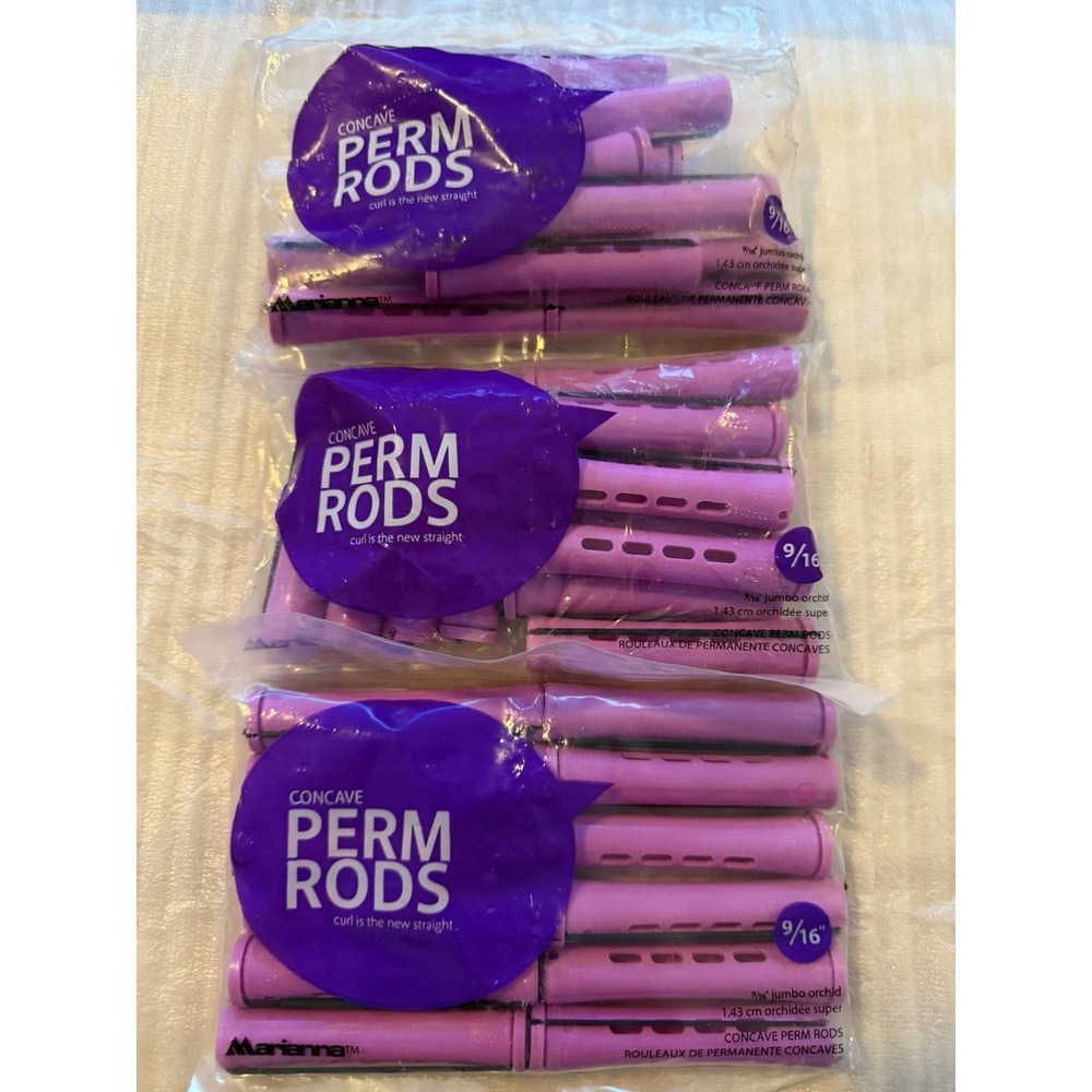 Marianna Jumbo Orchid Purple Concave Perm Rods Bundle of 3 Packs